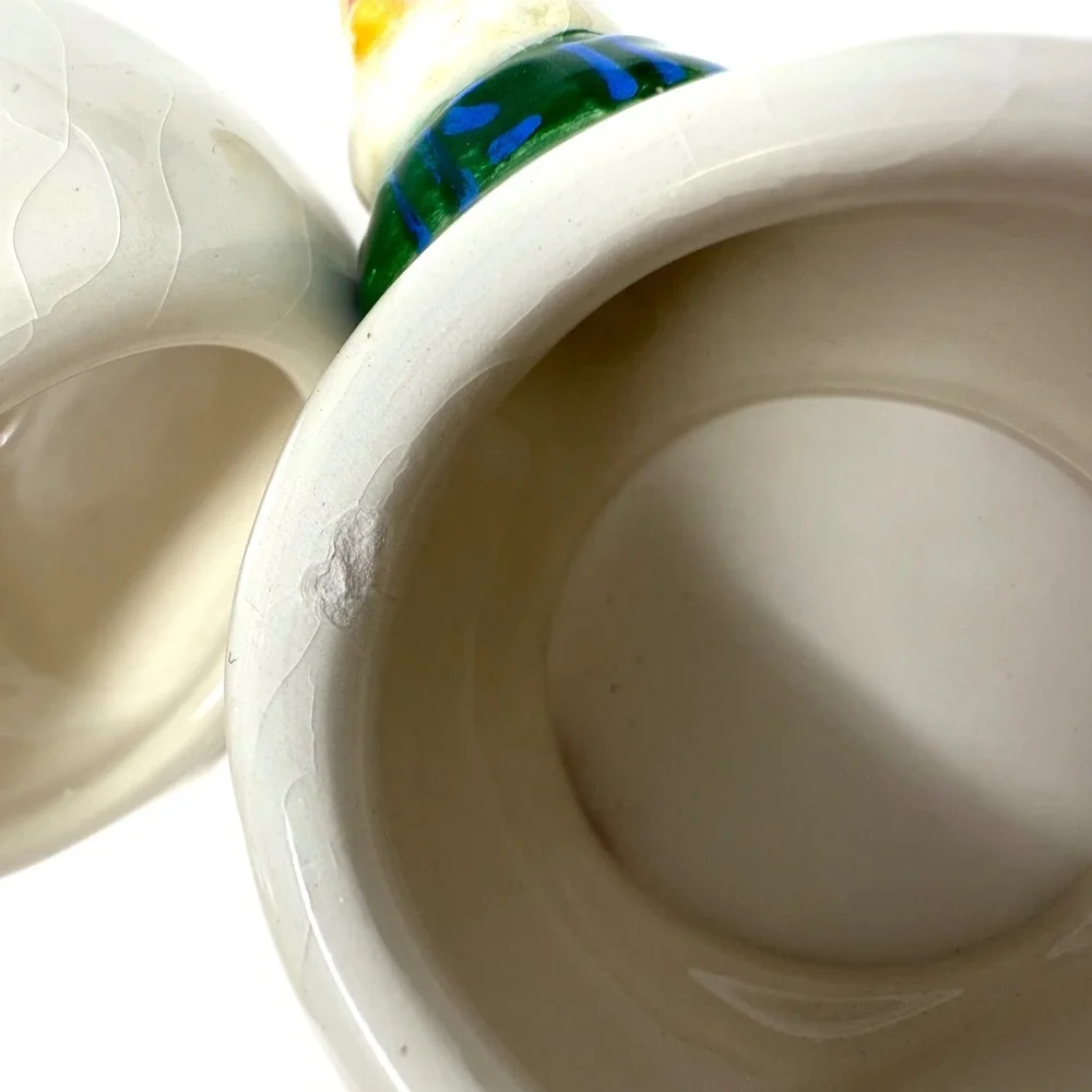 Williams Sonoma Snowman Napkin Rings Set 4 Holiday‎ Christmas Ceramic